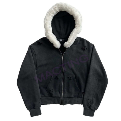 주문 고체산 씻기 햇빛은 희미해져 괴로운 사용자 지정 풀 칩 업 후디 코트 털 목걸이 online manufacture