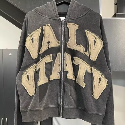 주문 450gm 중중량 프랑스 테리 빈테지 산화 세탁 위안부 패치 bordure hoodie 스웨터 online manufacture