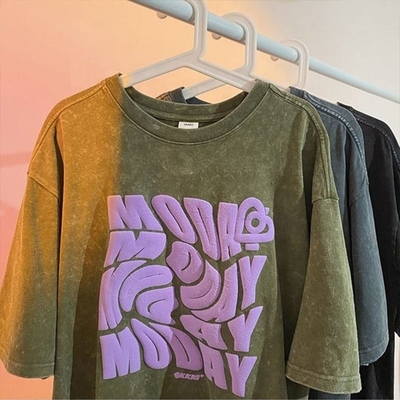 주문 박시 피트 빈티지 산성 세탁 위기 중장형 드롭 어깨 티셔츠 S-5XL 또는 사용자 정의 online manufacture