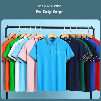 주문 실크 스크린 프린팅 사용자 지정 로고 단색 평면 빈 프라임 CVC 코튼 폴로 셔츠 online manufacture