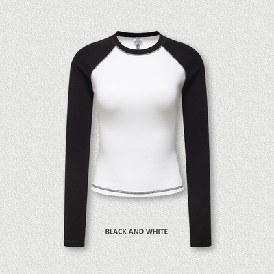 주문 5xl 4xl 3xl 100 면 장袖 티셔츠 O-Neck 목걸이 여성 Y2k 빈티지 콘트라스트 라글런 하얀색 online manufacture