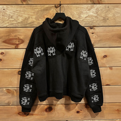 주문 맞춤형 풀 멀티 주머니 Zip Up 과대 크기의 절단 후디 남자 유니섹스 bordure 인쇄 중량 후디 online manufacture