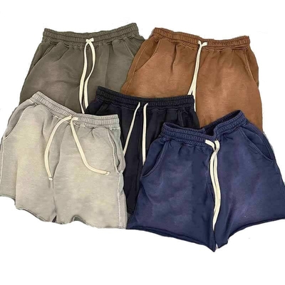 검은 남자친구 빈티지 산화 쇼트 험한 엣지 무거운 면화 프랑스 테리 털 땀 쇼트 남자 러닝