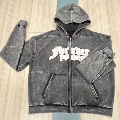 500gm 두꺼운 면화 칩 주머니 패치 embroidery 후디 남자 선형 사용자 정의 후디