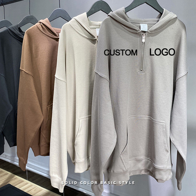 300g-700g 면화 유니섹스 남성 스트리트웨어 대형 펄프 프린트 반 칩 업 후디 3xl 4xl 5xl