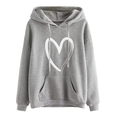 맞춤형 bordure hoodie 가을 패션 트렌드 여성 캐주얼 심장 인쇄 장갑 스웨터